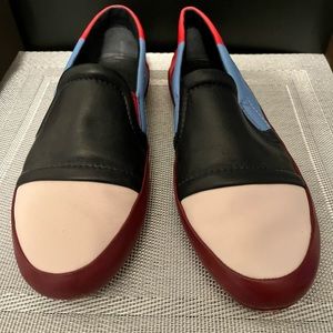 TORY BURCH SPORT PRE-LOVED AUTHENTIC COLOR-BLOCK SOFT GENUINE LEATHER LOAFERS